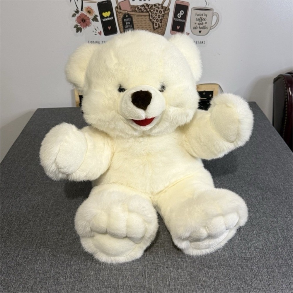 JCPenney The JCPenney Collection White Teddy Bear Plush Polyester 26" Black Eyes
